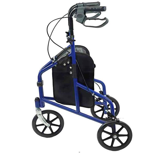 Gr8 Home 3 Wheel Rollator Walker Lightweight Folding Adjustable Height Brakes Bag 125kg