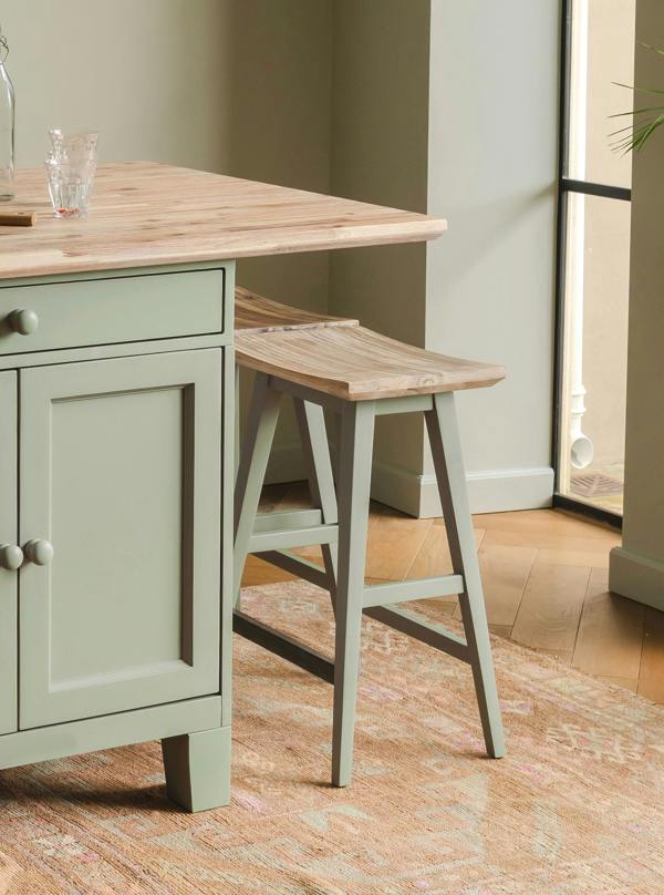 Statement Furniture Florence Wooden Bar Stool with Legs H65cm, Acacia Hardwood Rectangular Seat