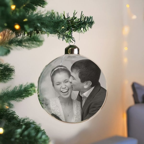 Personalised Memento Company Personalised Photo Upload Glass Bauble
