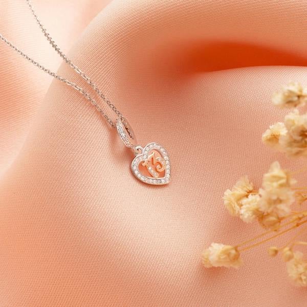 Parus Home 13th Birthday Necklace Sterling Silver Heart Pendant