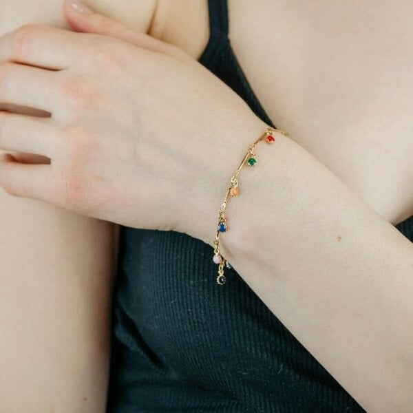 The Colourful Aura Multi Colour Dangle Dainty Beaded Mama Boho Charm Rainbow PRIDE Bracelet
