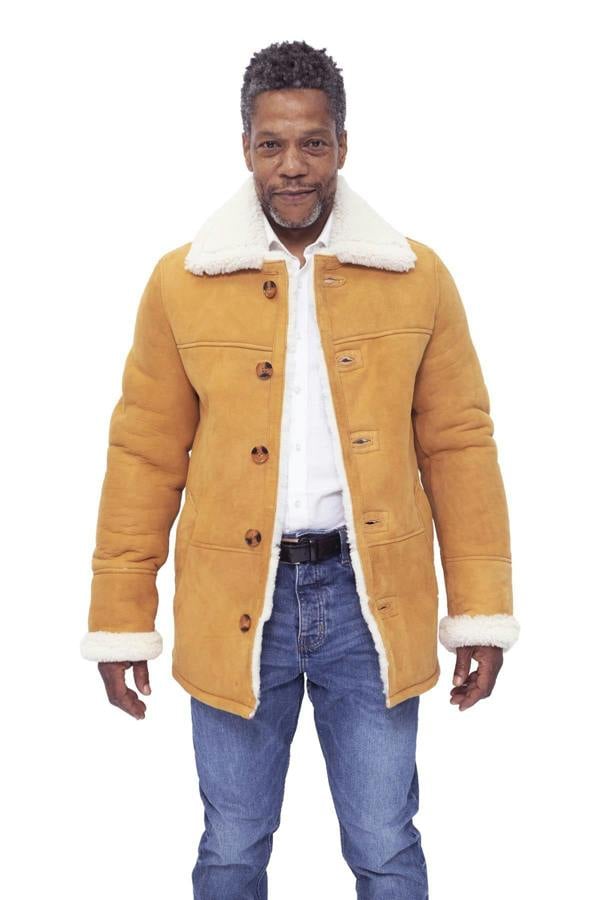 Infinity Leather Mens Classic Sheepskin Car Coat-Auburn