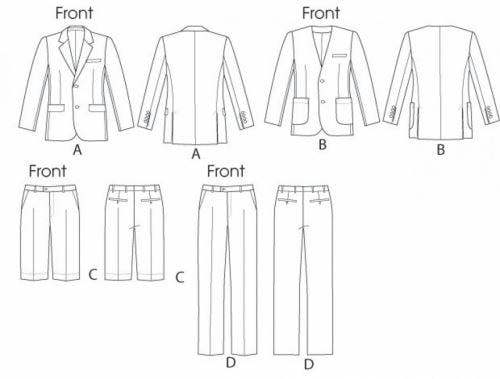 Vogue Sewing Pattern 8890, Jackets, Trousers, Shorts, Suits for Men, 34-36-38-40 - Advanced
