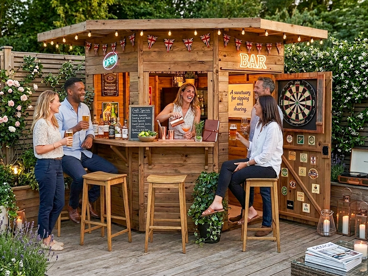 Dunster House Outdoor Bar Shed 2.4m x 2.4m Pressure Treated The Corner Hangover Garden Bar III