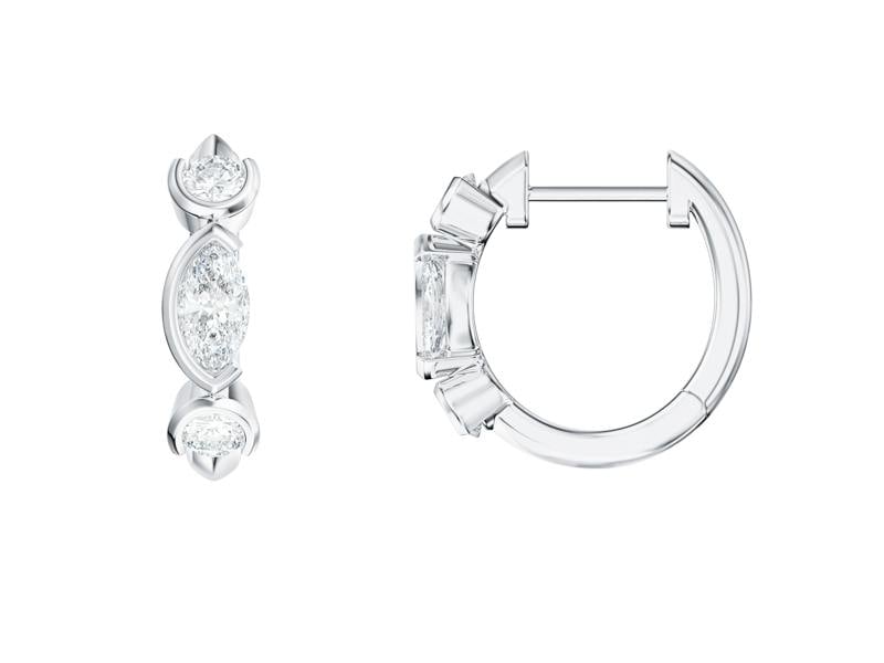 Sarah Layton Three Stone Hoop Earrings, 0.55ct Laboratory Grown Diamonds - 9ct White Gold - A20.00084.9WLCA