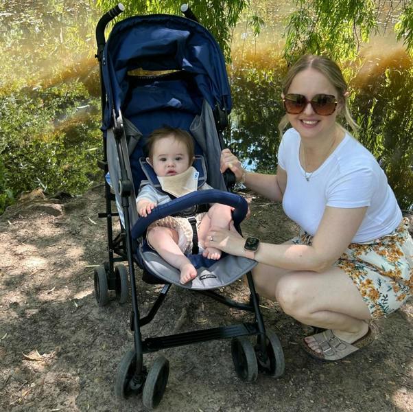 My Babiie MB02 Plus Lightweight Stroller - Blue and Grey