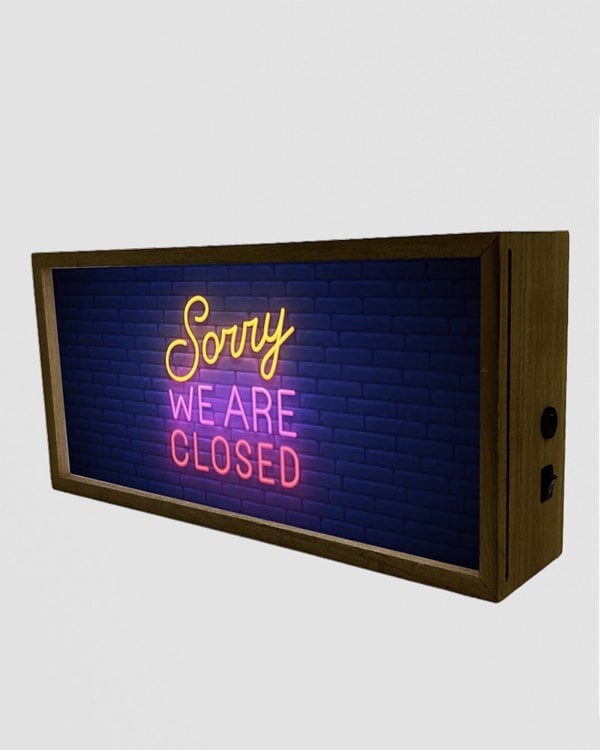 Light Box Sorry We Are Closed Neon