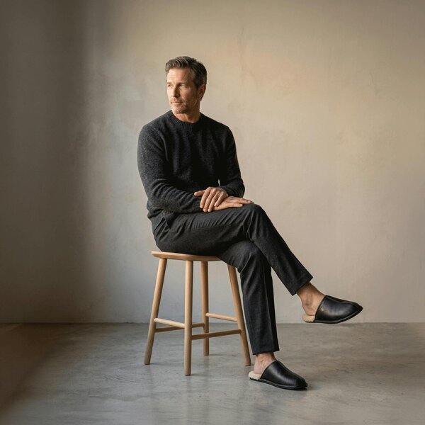 HOS Sheepskin EDWIN Mules   in  Black