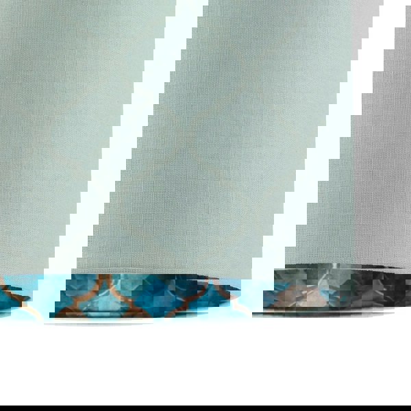 Designer Duck Egg Linen Lamp Shade with Moroccan Scale Pattern Lining Image 3