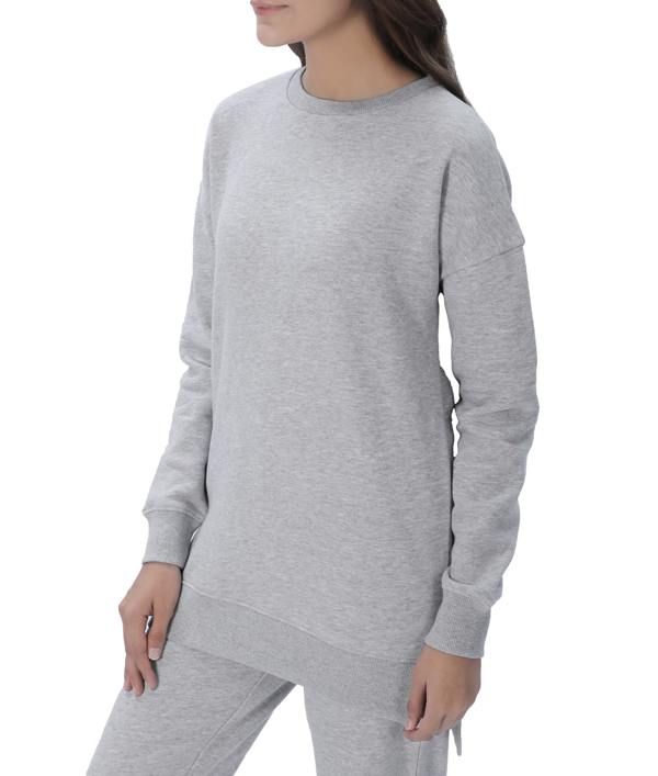 Smart Living Ladies Longline Crewneck Sweatshirt - Light Grey Marl