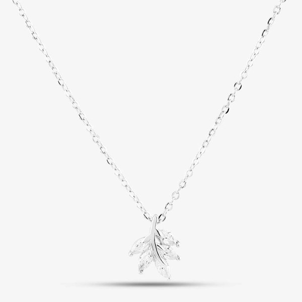 T. H. Baker Sterling Silver Cubic Zirconia Leaf Pendant N611091