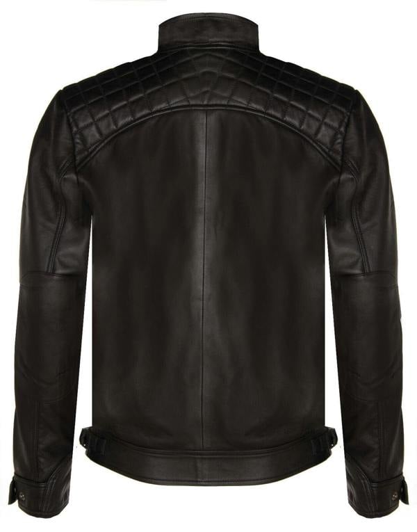 Infinity Leather Men's Vintage Zipped Leather Racing Quilted Biker Jacket