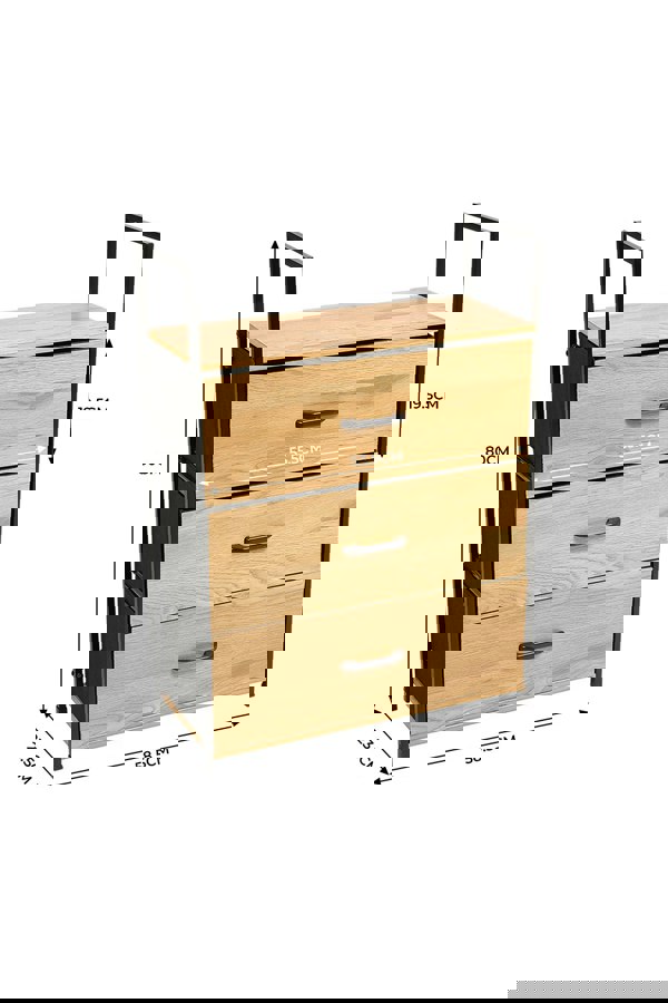 Living and Home Freestanding 3-Drawer Wood and Fabric Storage Cabinet