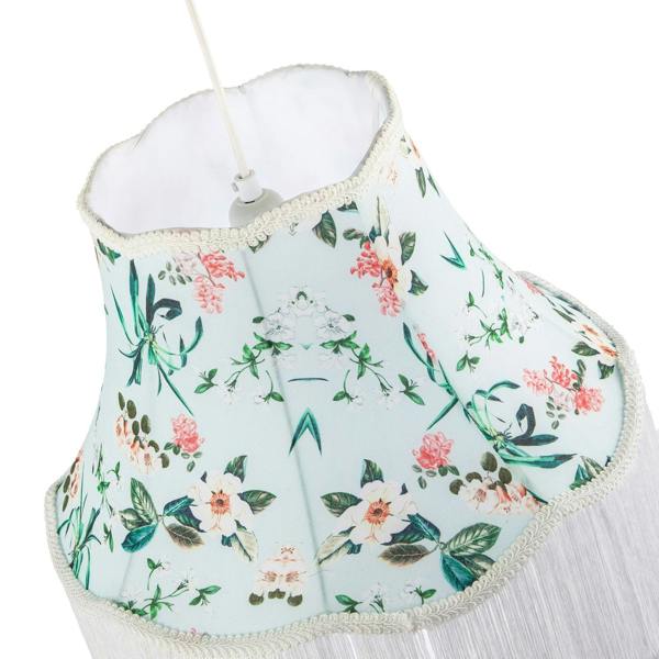 Victorian Styled Vintage Lamp Shade with Green and Blue Floral Decor Image 4