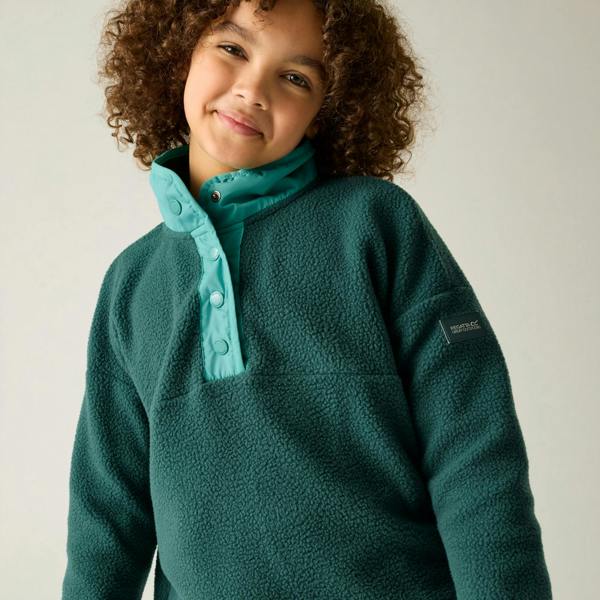 Regatta Childrens/Kids Eva Button Detail Fleece Top - Mediterranea/Turquoise - 