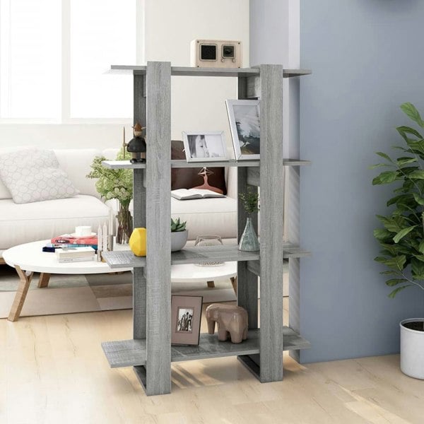 Berkfield Book Cabinet/Room Divider Grey Sonoma 80x30x123.5 cm