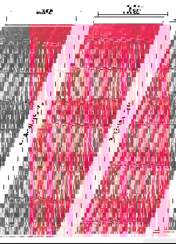 Cheetah Metallic Tinsel Curtain, 2.5M x 1M Red