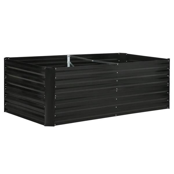 Black galvanised steel raised garden bed planter with reinforced side panels