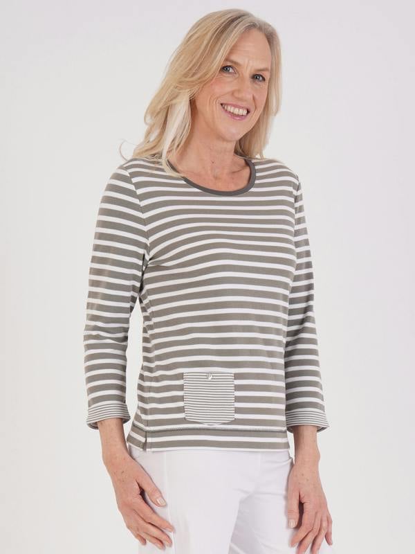 TIGI Stripe And Patch Pocket Top