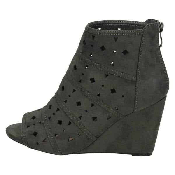 Spot On Ladies Spot On High Wedge Peeptoe Ankle Boots