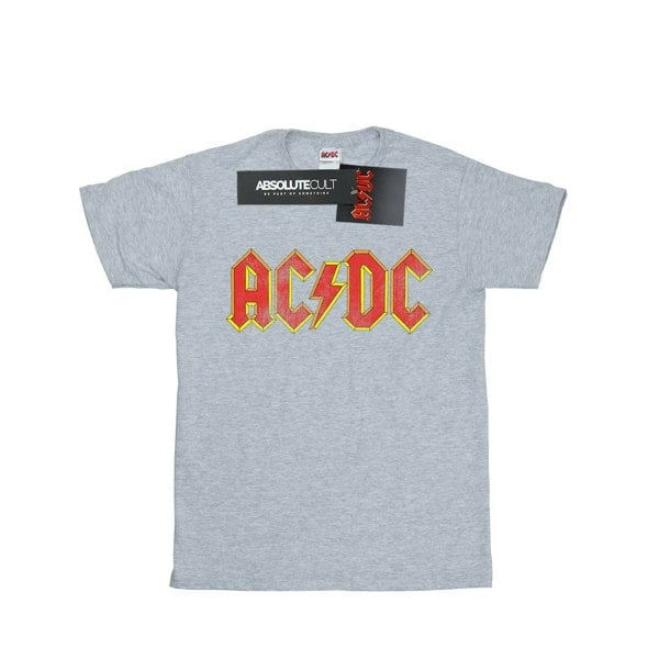 AC/DC Girls Distressed Logo Cotton T-Shirt - Sports Grey