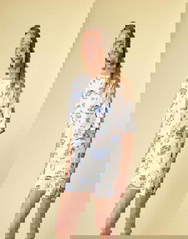 Disney Lilo & Stitch Girls Multicoloured Less Dramas Multi-Pack of 2 Short Sleeve Short Leg Pyjama Set