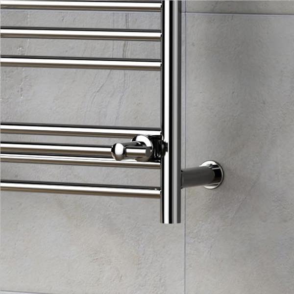 MYHOMEWARE 490mm Wide Electric Chrome Heated Towel Rail Radiator Top Shelf & Two Towel Holder OSLO For Bathroom - AF Thermostatic Element
