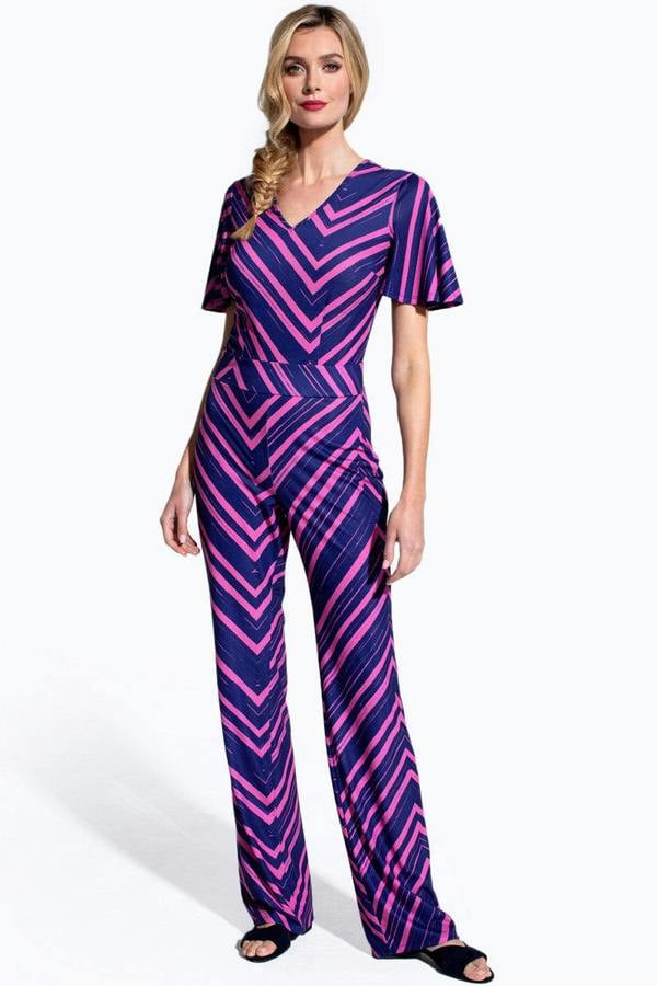HotSquash Straight Leg Jumpsuit with V-neck and Flare Sleeves