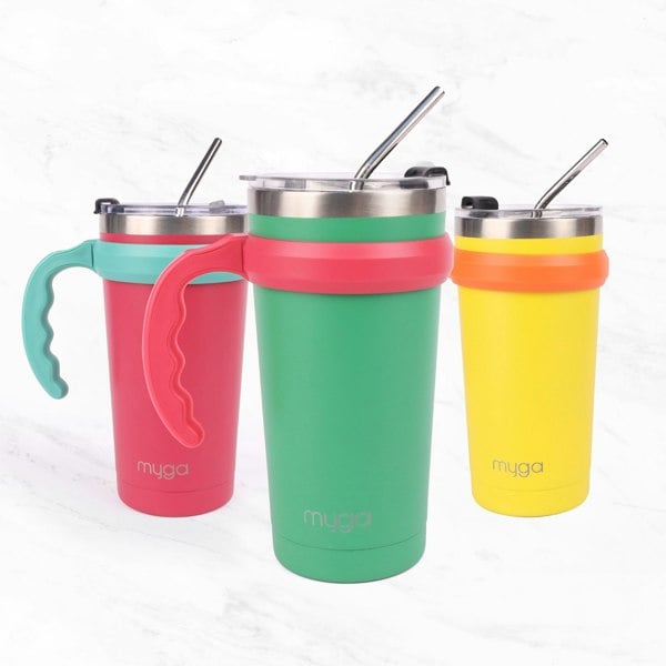 Myga Capri Insulated Coffee Cups – Available in Green, Yellow, and Pink for Vibrant Hydration