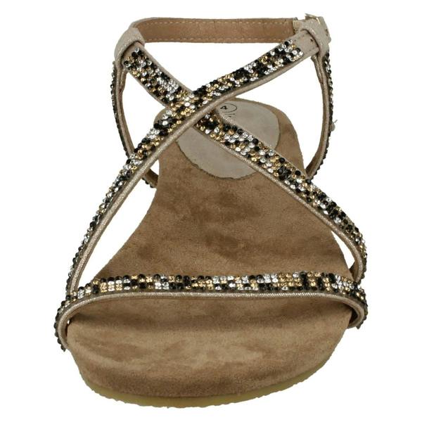 Leather Collection Ladies Leather Collection Diamante X Strap Sandals