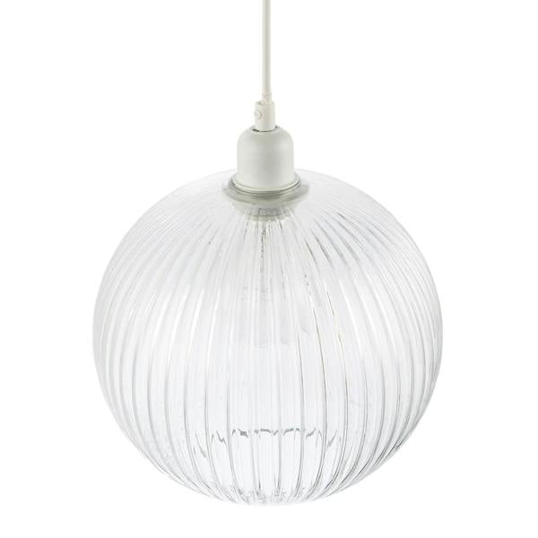 Modern Clear Transparent Line Ribbed Glass Round Pendant Light Shade Image 4