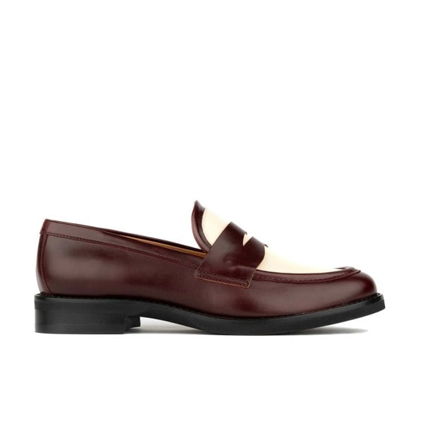 Embassy London Kay - Burgundy & Cream - Women's leather dressy almond toe loafer in Burgundy & Cream