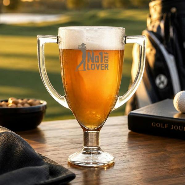 Top 3 No 1 Golf Lover Trophy Pint Glass Clear