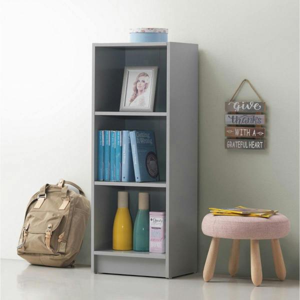 Timber Art Design 3 Tier Medium Narrow Bookcase Shelving Unit Living Room Office Bedroom