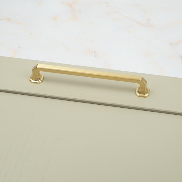 Handle & Home Satin Brass Octagonal Cabinet Handles & Coordinating Knob