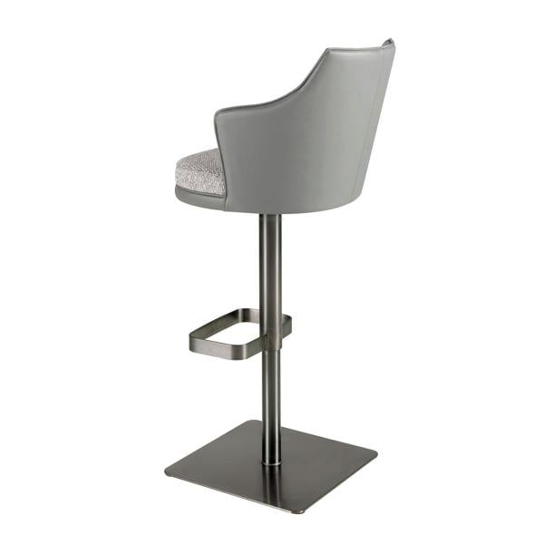Angel Cerdá Swivel Stool in Grey Marbled Fabric and Dark Grey Leatherette 4231
