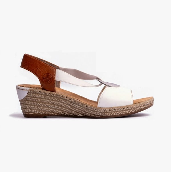 Rieker Alula Womens Wedge Heel Sandals - White