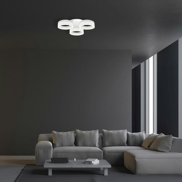 Milagro Ring 46CM LED Designer Pendant Lamp A Stunning Centrepiece Formed From 3 Hypnotic White Hoops 36W(150W) LED Hoop