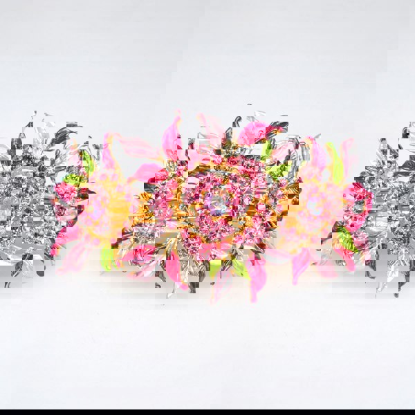 crystal hair clip pink