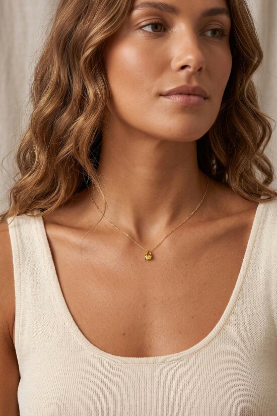 Latelita Adele Teardrop Necklace Gold Citrine