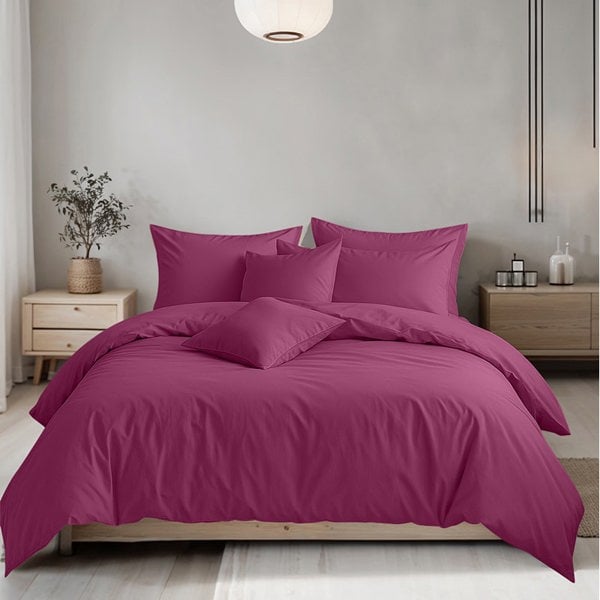 Snug City Plain Dyed Easy Care Polycotton Duvet Cover And Pillowcase/s Set Bed Linen
