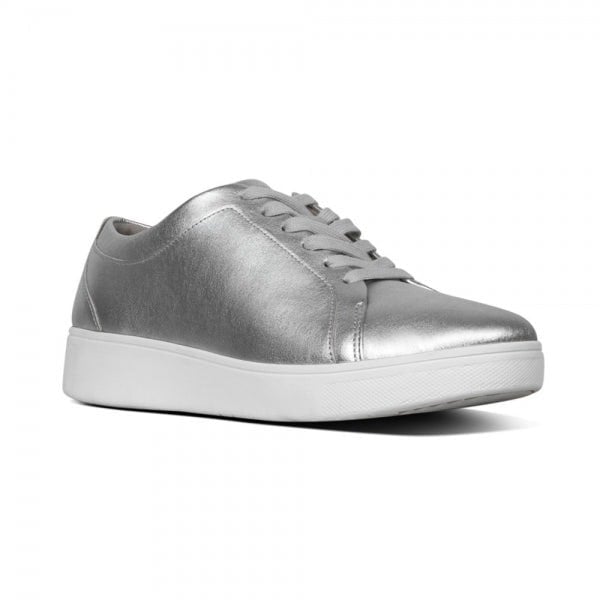 FitFlop RALLY Womens Leather Trainers Silver