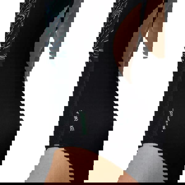 Green Black Speedo Hyperboom Placement Muscleback Swimsuit with floral leggings