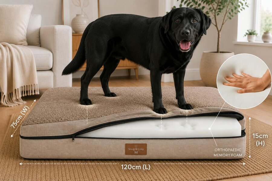 Snug and Cosy Pets Heritage Tweed Orthopaedic Pet Lounger - Comfort & Support