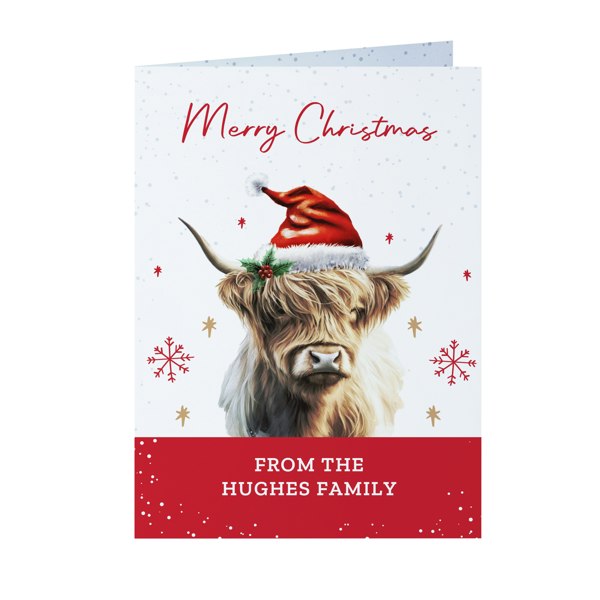 Personalised Memento Company Personalised Highland Cow Pack of 10 Christmas Cards