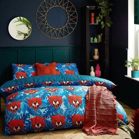 Furn Untamed Cheetah Duvet Cover Set - Blue - 