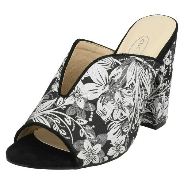 Spot On Ladies Spot On High Chunky Heel Mules