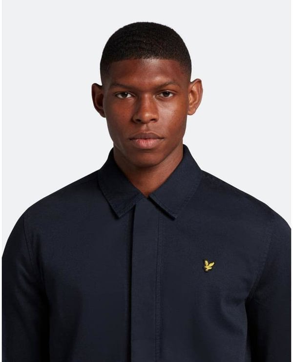 Lyle & Scott Washed Drill Overshirt Jacket - Navy Blue