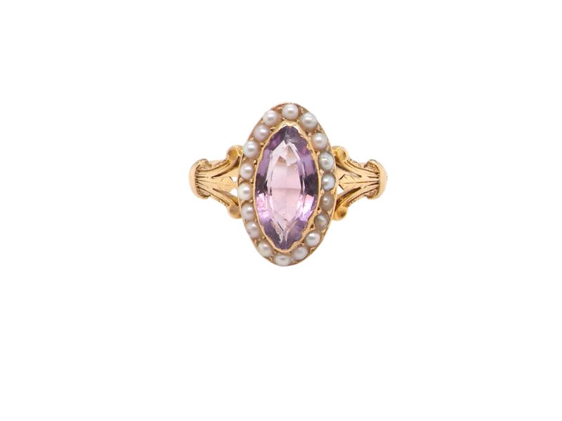 Vintage Tom 9 Carat Gold Amethyst & Pearl Dress Ring