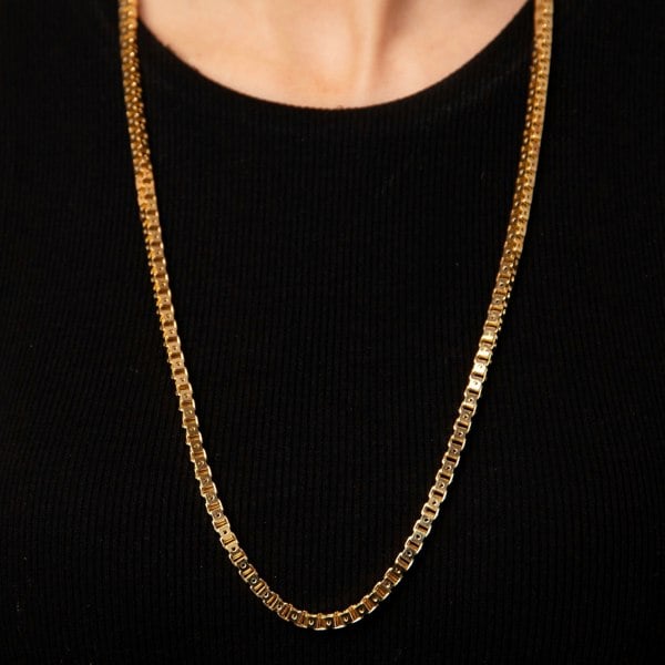 Gold Trip Vintage Long Box Chain Necklace